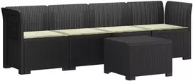 4 vietų sodo sofa su pagalvėmis pintinės išvaizdos PP Antracito