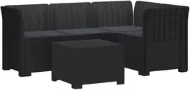 4 Vietų Sodo Sofa su Pagalvėlėmis Ratanų Imitacija PP Antracito