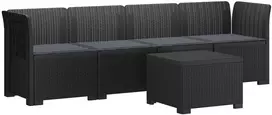 4 vietų sodo sofa su pagalvėmis pintinės išvaizdos PP Antracito