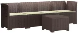 4 vietų sodo sofa su pagalvėmis pintinės išvaizdos PP Ruda