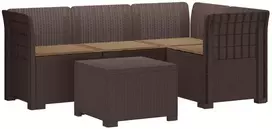 4 Vietų Sodo Sofa su Pagalvėlėmis Ratanų Imitacija PP Ruda