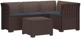4 Vietų Sodo Sofa su Pagalvėlėmis Ratanų Imitacija PP Ruda