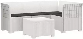 4 Vietų Sodo Sofa su Pagalvėlėmis Ratanų Imitacija PP Balta