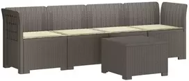 4 vietų sodo sofa su pagalvėmis pintinės išvaizdos PP