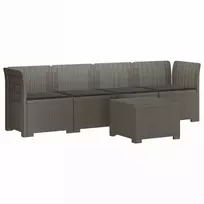 4 vietų sodo sofa su pagalvėmis pintinės išvaizdos PP