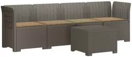 4 vietų sodo sofa su pagalvėmis pintinės išvaizdos PP