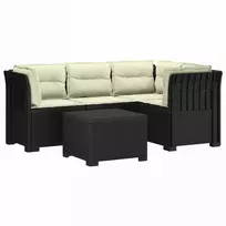 4 Vietų Sodo Sofa su Pagalvėlėmis Ratanų Imitacija PP Antracito