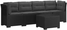 4 vietų sodo sofa su pagalvėmis pintinės išvaizdos PP Antracito