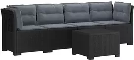 4 vietų sodo sofa su pagalvėmis pintinės išvaizdos PP Antracito