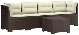 4 vietų sodo sofa su pagalvėmis pintinės išvaizdos PP Ruda