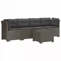 4 vietų sodo sofa su pagalvėmis pintinės išvaizdos PP