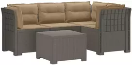 4 Vietų Sodo Sofa su Pagalvėlėmis Ratanų Imitacija PP