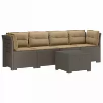 4 vietų sodo sofa su pagalvėmis pintinės išvaizdos PP