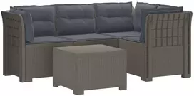 4 Vietų Sodo Sofa su Pagalvėlėmis Ratanų Imitacija PP