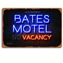 Nostalginiu stiliumi Bates Motel neoninis metalinis skardinis ženklas - Puiki sienų dekoracija vyro urvui, rūsiui, barui, užeigai ir kt.! juoda