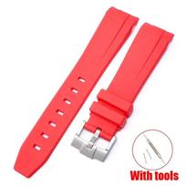 20 mm lenktas sąsajos guminis dirželis, skirtas Omega x Swatch MoonSwatch nardymo laikrodžiui Vyriški Moteriški madingi sportiniai apyrankės laikrodžių priedai 20mm red