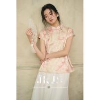 JK&JS Poppy New Chinese Style Ink Wash Floral Short Sleeve Tee S