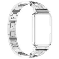 Dėklas+Apyrankė Metalinis Apsauginis Ekranas Sportinė Atsarginė Laikrodžio Apyrankė Samsung Galaxy Fit 3 SM-R390 sidabras