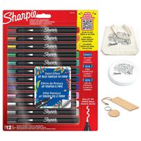 „Sharpie“ akriliniai žymekliai, 12 spalvų + priedai: knygų žymeklis, maišelis, raktų pakabukas