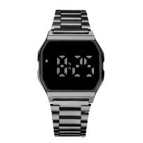 Retro kvadratiniai elektroniniai laikrodžiai Skaitmeninis ekranas Moterims Vyrams Laikrodis Rožinio aukso Sidabrinis Prabangūs moteriški laikrodžiai Relojes Para Mujer juoda