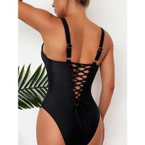 Vientisas maudymosi kostiumėlis Moteriškas sportinis bodis Maudymosi kostiumėliai be nugarų Vasaros maudymosi maudymosi kostiumėliai maudymosi monokini paplūdimio drabužiai L juoda