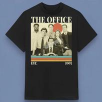 Aukštos kokybės spaudinys The Office filmo personažai Įkurtas 2005 m. Vintažiniai marškinėliai Skirti S juoda