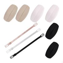6 vnt. liemenėlės petnešėlių pagalvėlės, paminkštinimai, silikoniniai neslystantys laikikliai, elastiniai, reguliuojami 6 Pads 3 Straps beige