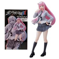 18.5CM Anime Darling in the FranXX Figure 02 ZERO TWO School Uniform Dress Up JK Skirt Model Toy Gift Collection PVC Standing With box
