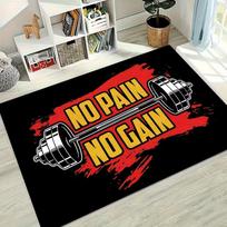 Gym  NO PAIN NO GAIN  Barbell Print Area Rug Soft Non-Slip Home Gym Carpet Retro Workout Decor Rug for Home Gym Living Room 40x60cm