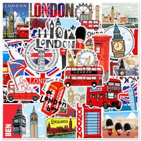 10/50Pcs Classic British Style Stickers Laptops Luggage Sticker Red Bus Phone Booth London England Red Decorative Toys Wholesale