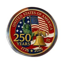 United States of America 250 Years Commemorative Coin 1776 to 2026 Collectible Coin with Liberty Statue Flag and Liberty Bell Design