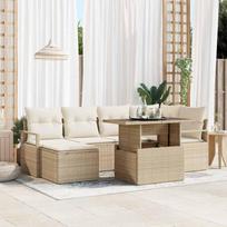 Sodo Sofų Rinkinys su pagalve 7 pcs smėlio ir kreminės spalvos
