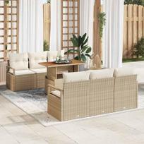 Sodo Sofų Rinkinys su pagalve 7 pcs smėlio ir kreminės spalvos