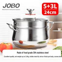 JOBO 24cm 304 Stainless Steel Triple-Layer Soup & Steamer Pot
