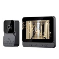 Home Video Smart Local Video Doorbell 4.3inch Factory Price  No-WiFi Doorbell with Camera 480p One-way Audio Ring Doorbell (Black,Bundle1&SD (640x480)&M10) juoda