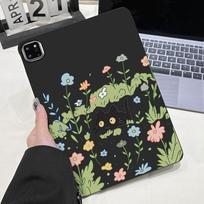 Matte Tablet Case for Xiaomi Pad 6S 7S 6 7 8 Pro 11.2 Inches Mini 8.8 Inch Shell Black Cat in Flowers Forest Healing Fingerprint Xiaomi Redmi Pad Pro
