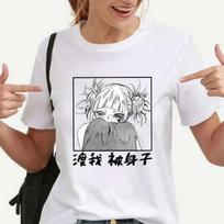 Anime Himiko Toga Print T-shirt Women Summer Casual Short Sleeve Round Neck Tops Fashion T-shirts S balta