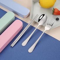 Nešiojamas kelioninis stalo įrankių rinkinys Nerūdijančio plieno šaukštai šakutės lazdelės stalo įrankių rinkiniai virtuvės stalo įrankiai 2pcs/set rožinė