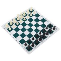Chess Set Plastic Chess Board Set Desktop Game with 50x50cm Artificial Leather Board for Party Camping Relaxing