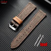 Greito atsegimo pintas apyrankė Vintažinė natūrali oda tvidas Nailono dirželis 18mm 20mm 22mm for Omega for Seiko Išmanusis laikrodis Laikrodžio dirželis 18mm&Silver Buckle chaki