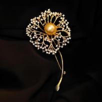 Exquisite Dandelion Brooch High-end Atmospheric Luxury Flower Brooch Cute Japanese Pearl Pin Accessories