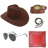 PESENAR Western cowboy costume Accessories Set Cowboy hat Handkerchief pin denim kit Halloween party dress up