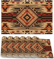 4/6/8pc Mid Century Placemat Set, 1950s Retro Atomic Starburst Linen Table Mats for Dining Table 4pcs