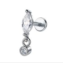 1PC Butterfly Zircon Helix Stud Earring for Women Internally Threaded Flower Labret Tragus Piercing Body Jewelry 16G 1.2x8mm&Earrings&body
