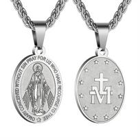 Virgin Mary Pendant Miraculous Medal Catholic Necklace Stainless Steel Religious Jewelry For Men Women Gift 60cm