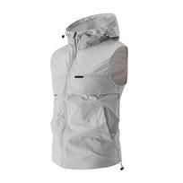 Men's Summer Hooded Sleeveless Sun Protection Vest Loose-Fit Breathable Sleeveless Vest M