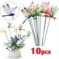 10PCS 3D Dragonfly Flower Dragonfly Garden Arrangement Yard Planter Butterfly Colorful Dragonfly Patio Garden Decoration Outdoor