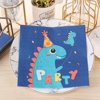 Vienkartinė vakarėlio servetėlė, dvisluoksnė 20 vienetų / pakuotė mielas mažo dinozauro raštas 20Pcs blue