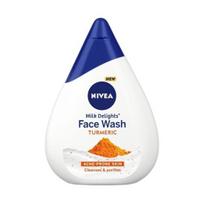 NIVEA Milk Delights Turmeric Face Wash 100ml| Reduces 99.9% Pimple Causing Bacteria | Best Suited pH for Skin | All Skin Types