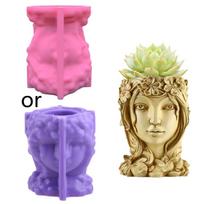 Succulents Flower Pot Resin Silicone Mold Suitable for Diy Garden Concrete Flower Pot Candle Holder Crafts Home Decor 1 rožinė